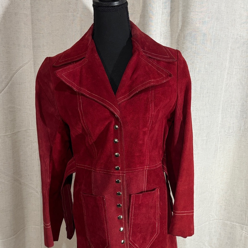 Vintage 60s/ 70s Raspberry Red Suede Jacket